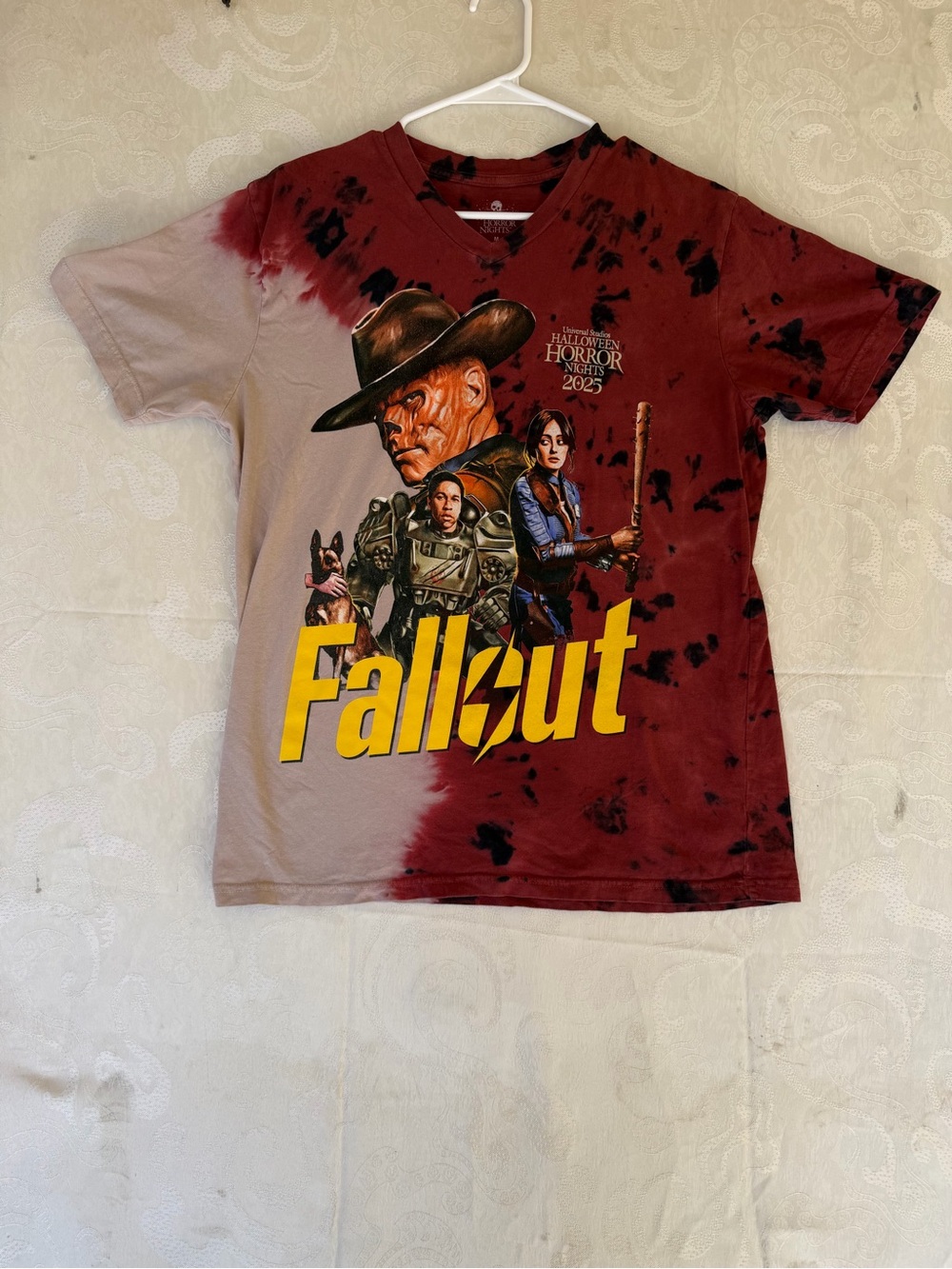 Fallout Graphic Short Sleeve Tee - Red & Cream Tie-Dye